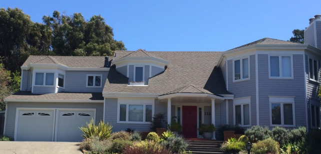 The front view of a modern suburban home.